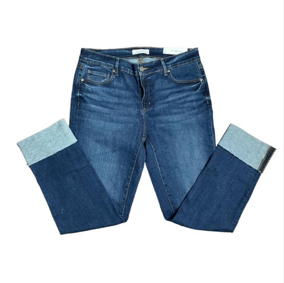 Loft women's cuff button blue jeans size 10 but run smaller - Picture 3 of 6
